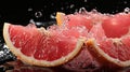 Realistic Water Splash On Grapefruit Slice - Caras Ionut Style