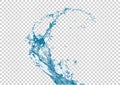 Realistic water splash on white transparent background.