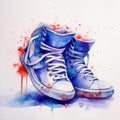 Realistic Watercolor Art Of Sneakers With Surrealistic Elements