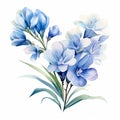 Realistic Watercolor Blue Flower Illustration On White Background Royalty Free Stock Photo