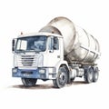 Realistic Watercolor Cement Mixer Truck Clipart