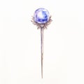 Realistic Watercolor Hairpin With Tanzanite Drawing