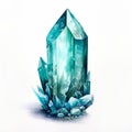 Realistic Watercolor Illustration Of Apatite Crystal