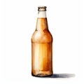 Realistic Watercolor Illustration Of Lager Beer Bottle