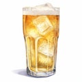 Realistic Watercolor Illustration Of A Pale Ale Beer Glass