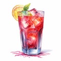 Realistic Watercolor Illustration Of Sports Drink Cocktail