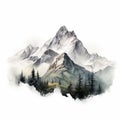 Realistic Watercolor Mountain Landscape Painting With Tattoo-inspired Style