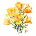 Realistic Watercolor Orange Flower Bouquet Clipart