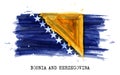 Realistic watercolor painting flag of Bosnia and herzegovina . Vector