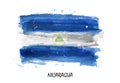 Realistic watercolor painting flag of Nicaragua . Vector