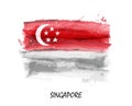 Realistic watercolor painting flag of Singapore . Vector