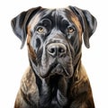 Realistic Watercolor Painting Of A Huge Black Dog