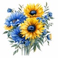 Realistic Watercolor Sunflower Flowers Print - Mra Art Vector