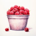 Realistic Watercolour Raspberry Painting With Surrealistic Elements