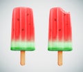 Realistic watermelon popsicle icon on blue background Royalty Free Stock Photo