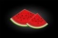 Realistic watermelon slices isolated on black