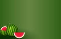 Realistic watermelons on green background - banner