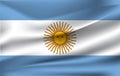 Realistic waving flag of the Waving Flag of Argentina, high resolution Fabric textured flowing flag,vector EPS10 Royalty Free Stock Photo