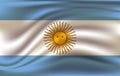 Realistic waving flag of the Waving Flag of Argentina, high resolution Fabric textured flowing flag,vector EPS10 Royalty Free Stock Photo