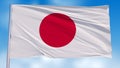 Realistic Waving national flag of Japan Hinomaru In The Wind With Pole On Cloud Sky 3D