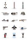 Realistic weapon, arms and war icons Royalty Free Stock Photo