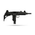 Realistic weapons uzi automatic gun 3d vector military isolated object on the white background