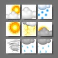 Realistic Weather Icon set with clipping mask