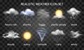 Realistic weather icons on transparent Royalty Free Stock Photo