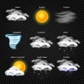 Realistic weather vector icons isolated on transparent background Royalty Free Stock Photo