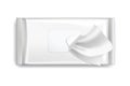 Realistic wet wipe, isolated napkin pack template