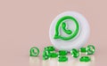 Realistic whatsapp sign icon on the white glossy background 3d render concpet