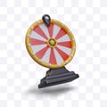 Realistic wheel of fortune, side view. Isolated vector image. Concept of lottery, random choice