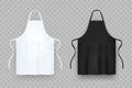 Realistic white and black kitchen apron. Vector illustration. Royalty Free Stock Photo