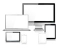 Realistic White & Black Modern Computer Screen Laptop Tablets SmartPhone Royalty Free Stock Photo