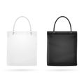 Realistic White and Black Template Blank Fabric Cloth Tote Bag. Vector Royalty Free Stock Photo