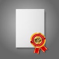 Realistic white blank hardcover book, front view