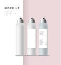 Realistic white bottle for cosmetic. Realistic spray cleaner, plastic bottle, trigger spray. Mock up bottle. Cosmetic vial,