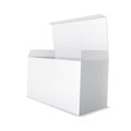 Realistic white cardboard package. Open, empty blank box. Royalty Free Stock Photo