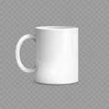 Realistic White Ceramic Coffee or Tea Mug Mockup. Vector Royalty Free Stock Photo