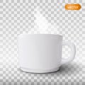 Realistic white cup isolated on grey background. Vector template for Mock Up. Vector illustration Royalty Free Stock Photo