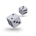 Realistic white dice with black dots. Vector elements with shadows Royalty Free Stock Photo