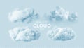 Realistic white fluffy clouds set isolated on transparent background. Cloud sky background for your design. Vector Royalty Free Stock Photo