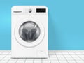 Realistic white front loading washing machine Royalty Free Stock Photo