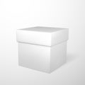 Realistic white gift box isolated on gray background. Vector illustration Royalty Free Stock Photo