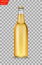 Realistic white glass beer bottles with drink isolated on a transparent background. Vector illustration. Template blank Royalty Free Stock Photo