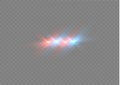 Realistic white glow of round beams of car headlights, isolated against a background of transparent gloom. Vector bright Royalty Free Stock Photo