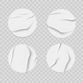 realistic white glued stickers crumpled paper patches mockup blank labels realistic 3d vector set Royalty Free Stock Photo