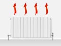 Realistic white heating radiator on the wall. Isolated vector illustration.
