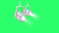 Realistic white light beam from white spotlights on green background.