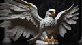 Realistic white marble falcon statue on plain black ai generated Royalty Free Stock Photo